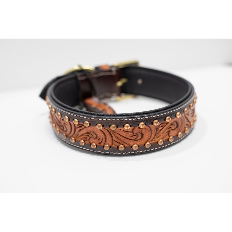 The Pets Club Adjustable Designer Padded Leather Dog Collar