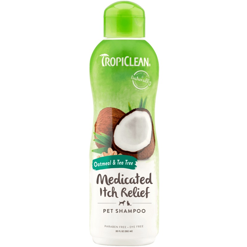 TropiClean Oatmeal & Tea Tree Medicated Itch Relief Shampoo for Pets - 12oz