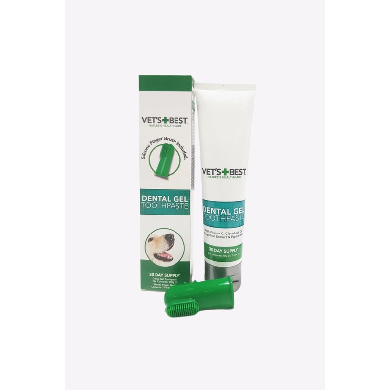 Vets Best Dental Gel with Silicone Finger Brush - 100g