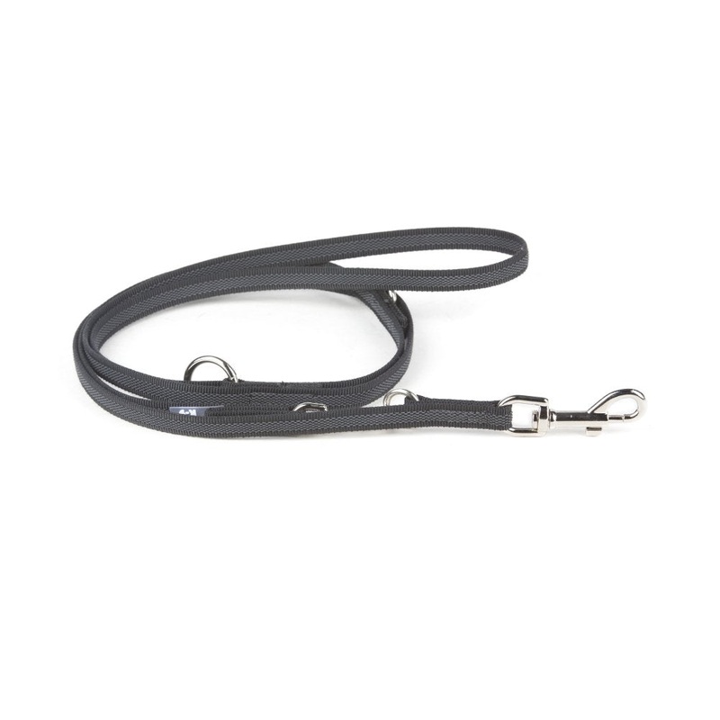 Julius-K9 Color & Gray Adjustable Leash - Black-Gray / Width 2 Cm