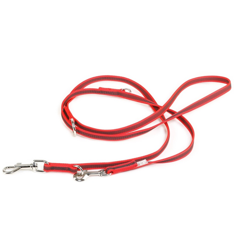 Julius-K9 Color & Gray Adjustable Leash - Red-Gray Width 1.4 Cm