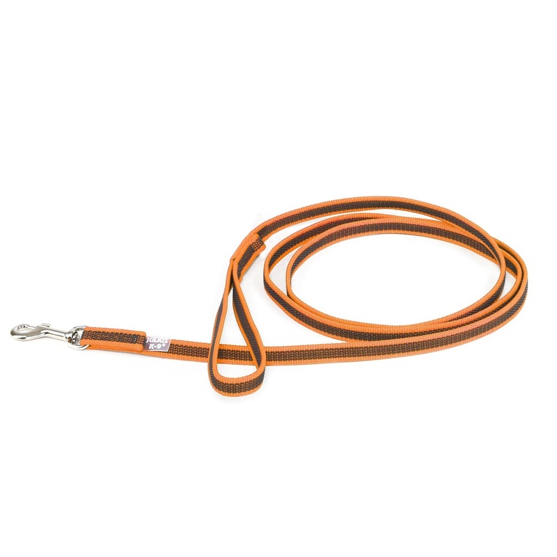 Julius-K9 Color & Gray With Handle Leash - Orange-Gray Width 1.4 Cm & Length 2 Meter