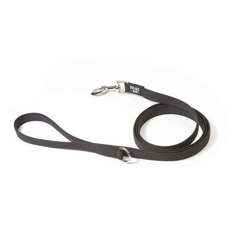Julius-K9 Color & Gray Without Handle Leash - Black-Gray / Width 2 Cm & Length 1.8 M
