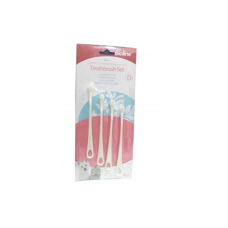 Bioline Toothbrush Set For Cats & Puppy 4 Pcs