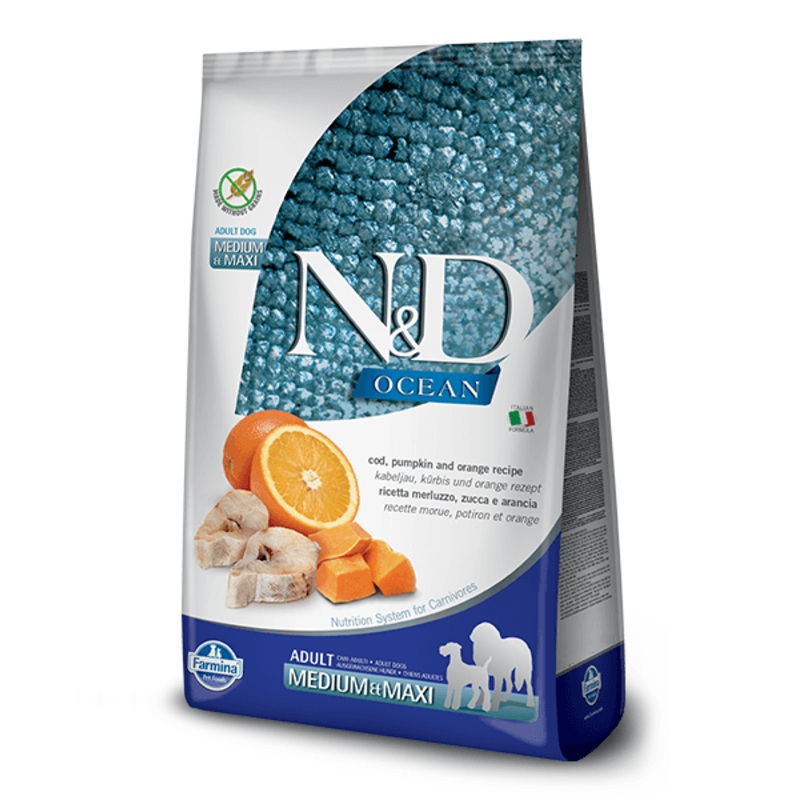 Farmina N&D Dog Pumpkin Cod & Oran Adult Med&Maxi Dry Food - 2.5kg