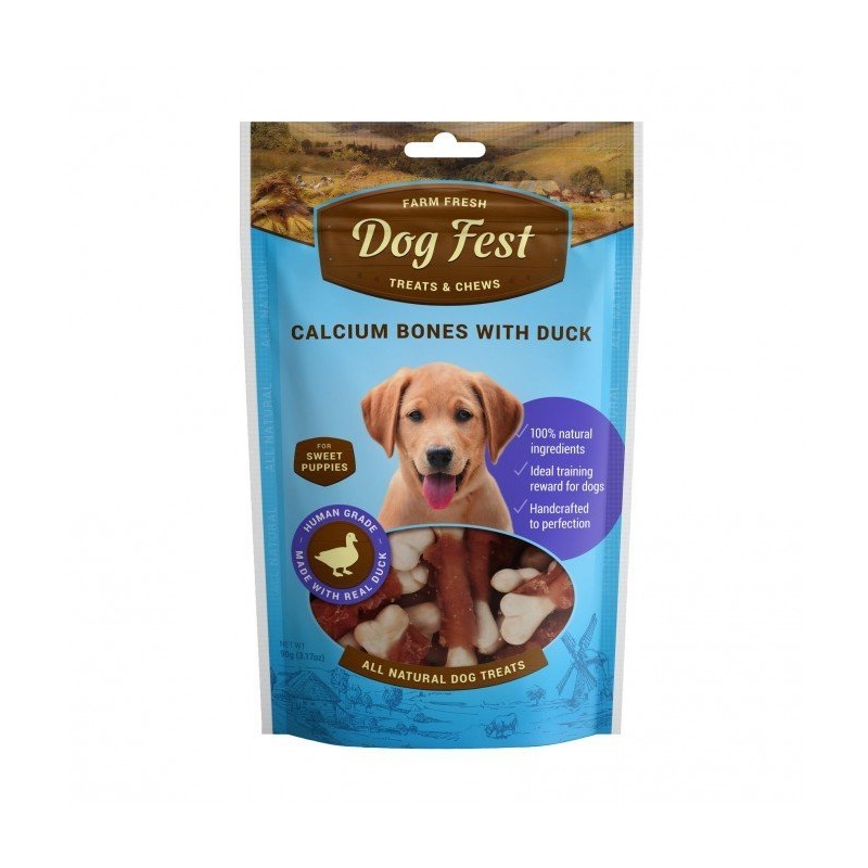 Dog Fest Calcium Bones With Duck For Puppies - 90g (3.17oz)