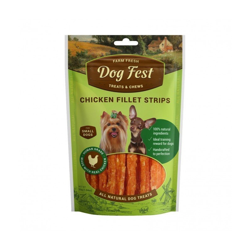 Dog Fest Chicken Fillet Strips For Mini-Dogs - 55g (1.94oz)