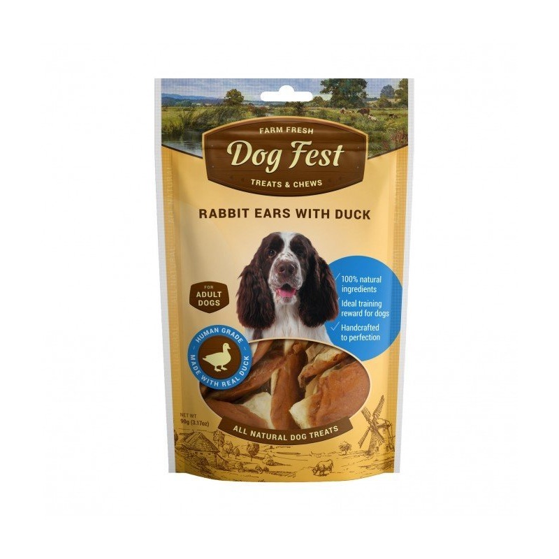 Dog Fest Rabbit Ears With Duck For Adult Dogs - 90g