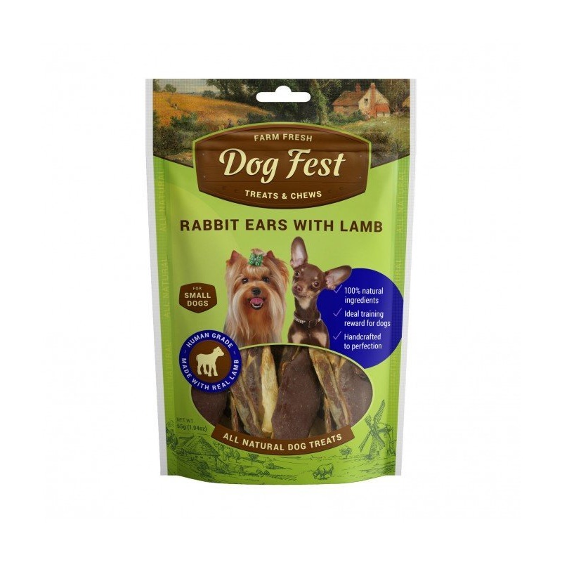 Dog Fest Rabbit Ears With Lamb For Mini-Dogs - 55g