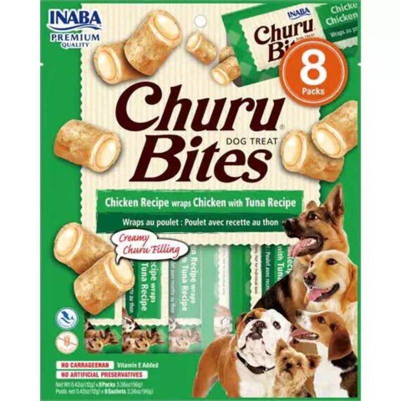 Inaba Churu Bites  Chicken Recipe Wraps - 8 Sticks/PK - Dog Treats