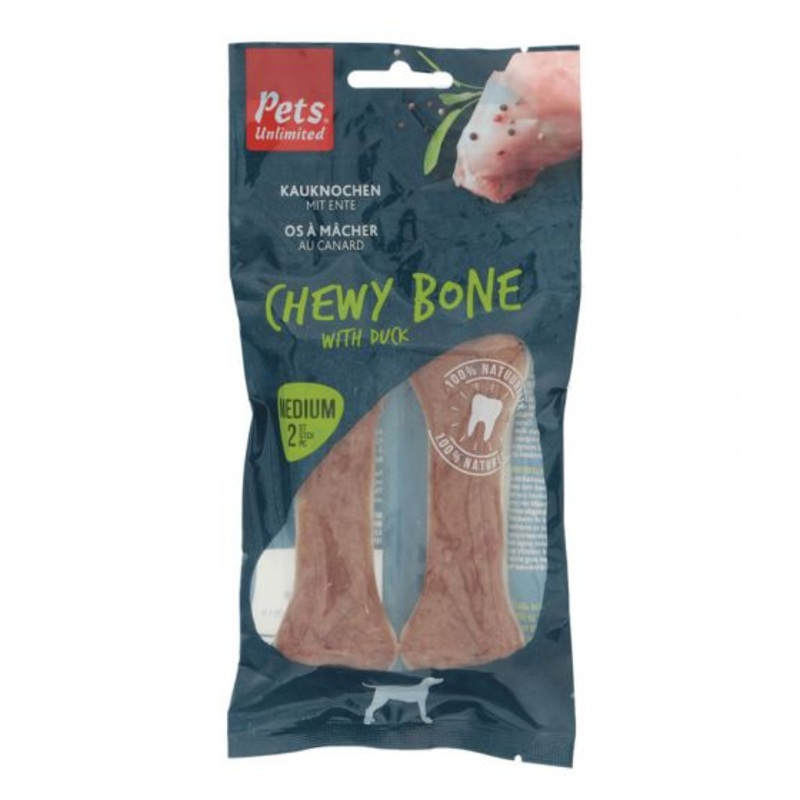 Pets Unlimited Chewy Bone with Duck Medium -2pcs