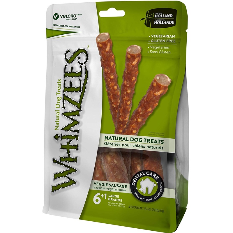 Whimzees Veggie Sausage Large Dog Dental Chews - 6 +1 Pcs