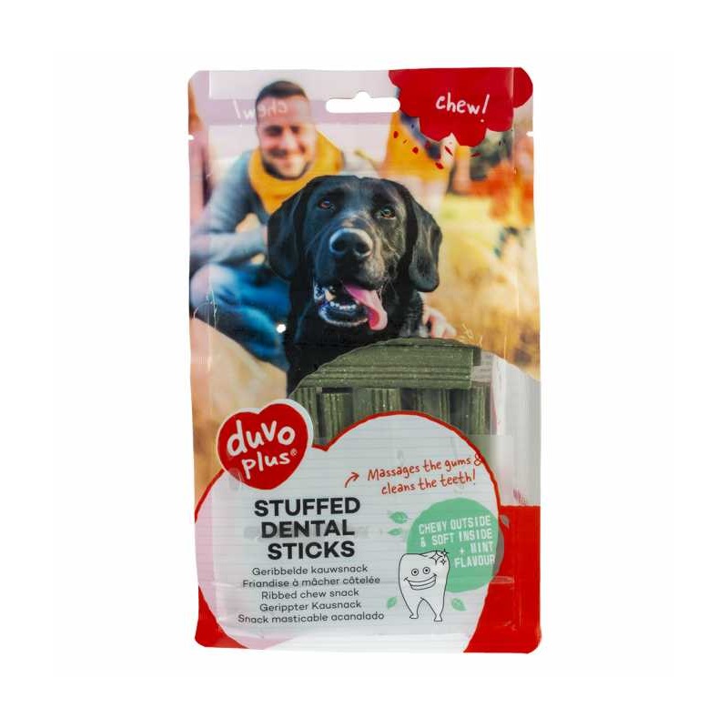 Duvo+ Chew! Stuffed Dental Sticks Green- 9.6cm - 14pcs - 420g