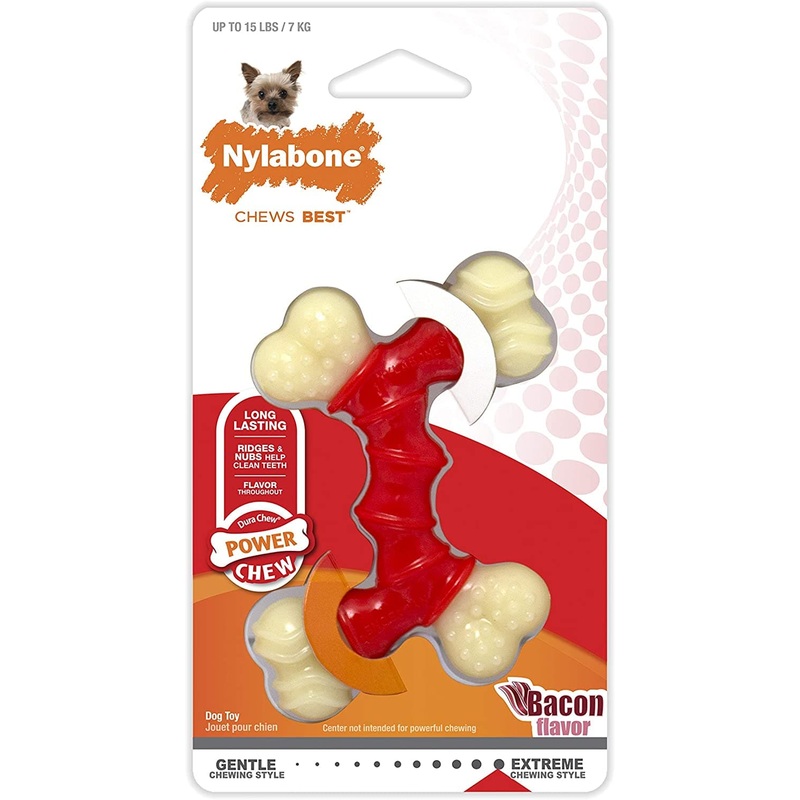Nylabone Power Chew Double Bended Bone Bacon (All Nylon) Wolf