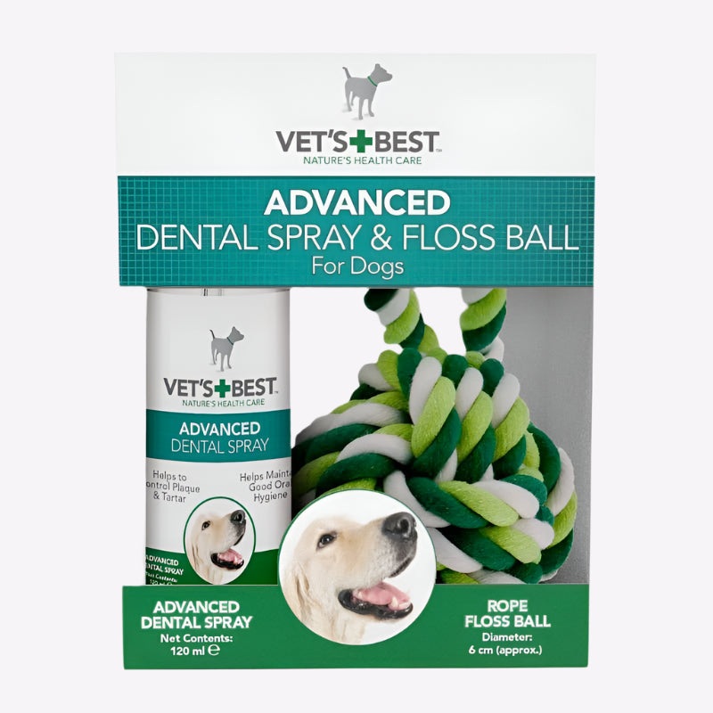 Vets Best Advanced Dental Spray & Floss Ball for Dogs - 120ml