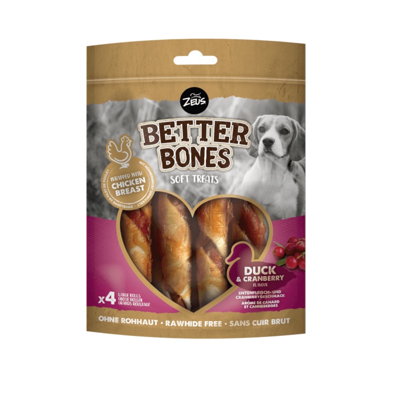 Zeus Better Bones, Wrapped Large Rolls Duck & Cranberry -152g