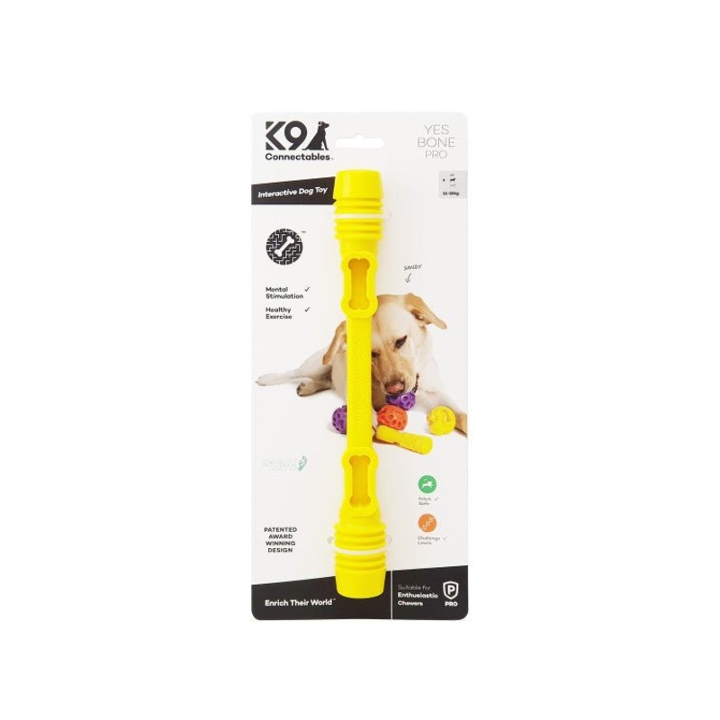 K9 Connectables Yes Bone Pro Medium Yellow Dog Toy