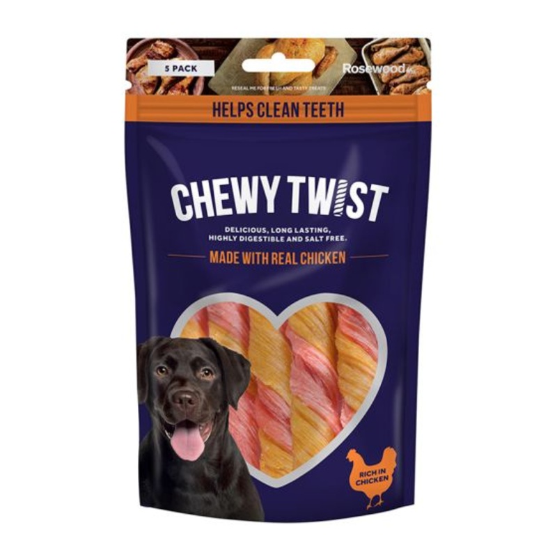 Rosewood Chewy Twist Chicken Dog Treats - 115g