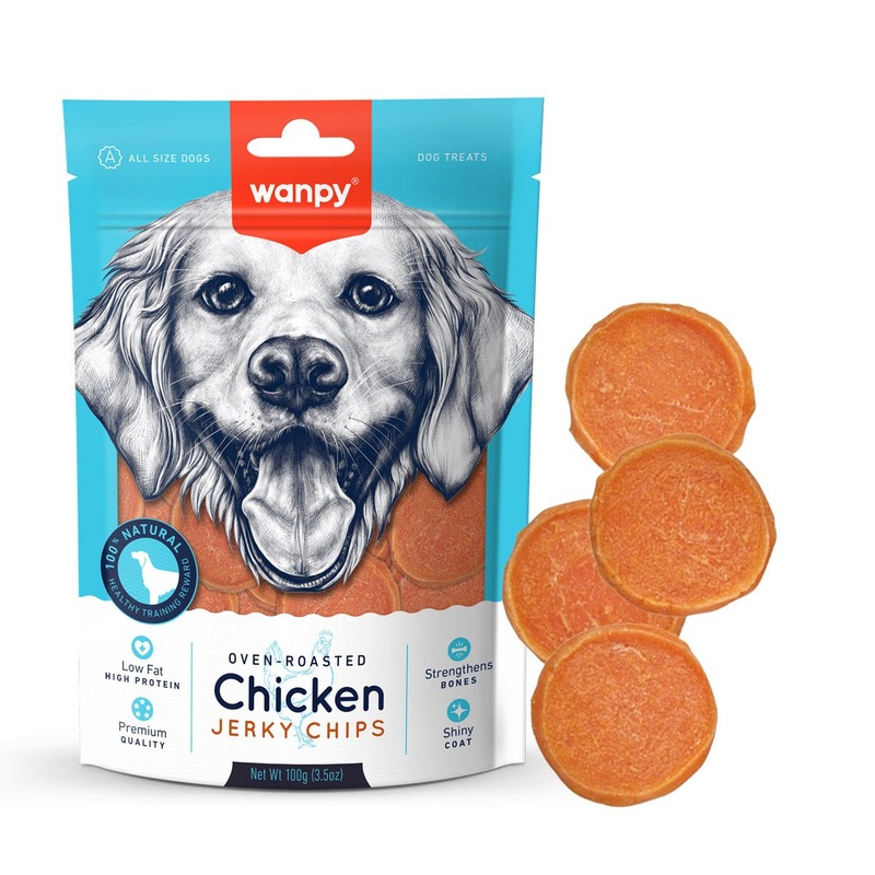 Wanpy Chicken Jerky Chips Dog Treats - 100g