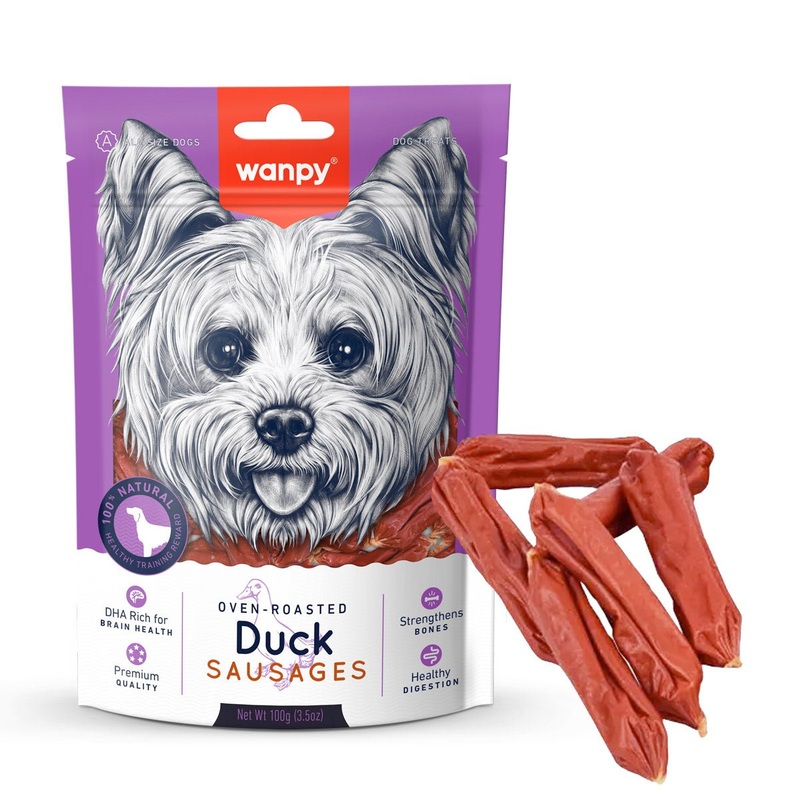 Wanpy Duck Sausages Dog Treats - 100g