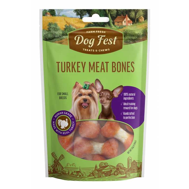 Dog Fest Turkey Meat Bones For Small Breeds-55G