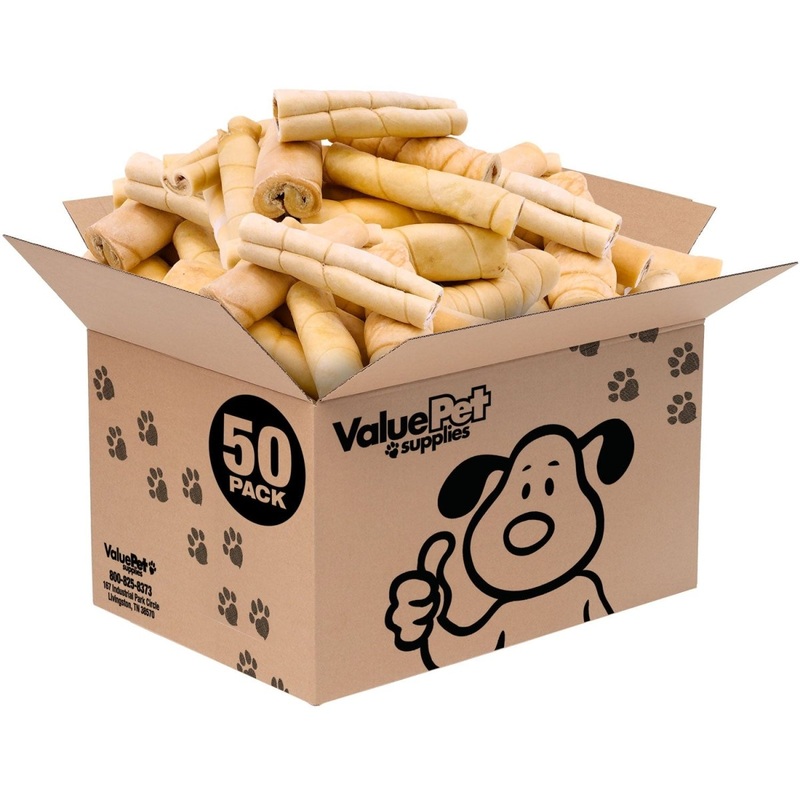 ValueBull Beef Cheek Rolls, Long Lasting Dog Chews, Jumbo 5-6 Inch, 50 Count Bulk Pack