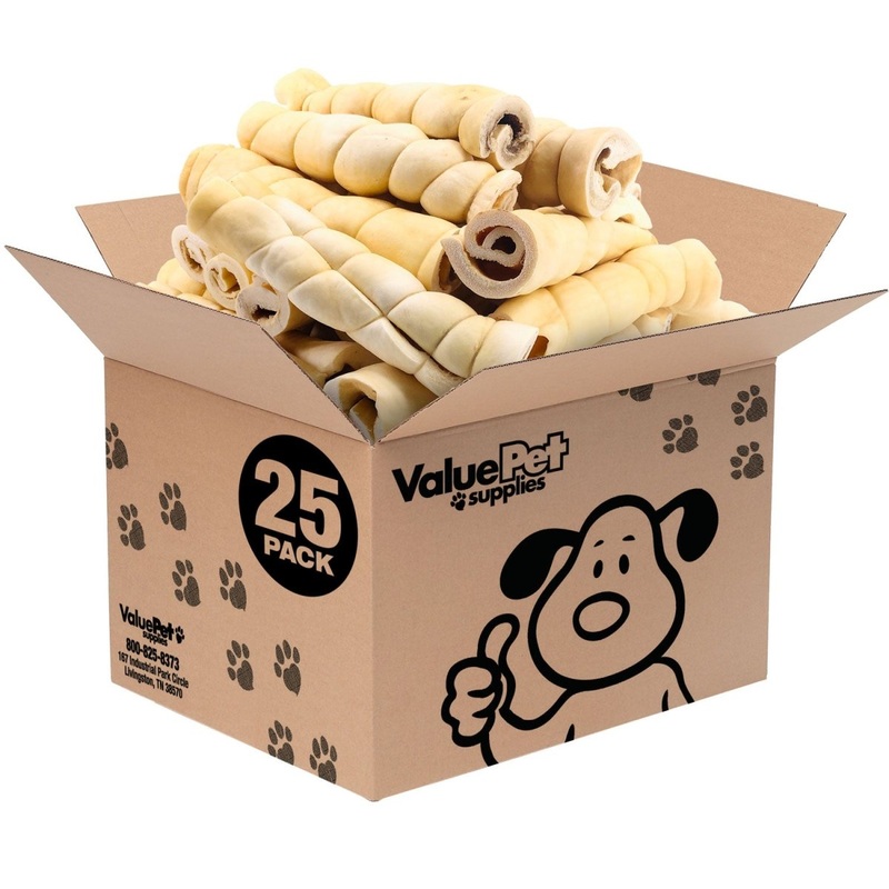 ValueBull Beef Cheek Rolls, Long Lasting Dog Chews, Jumbo 9-10 Inch, 25 Count Bulk Pack