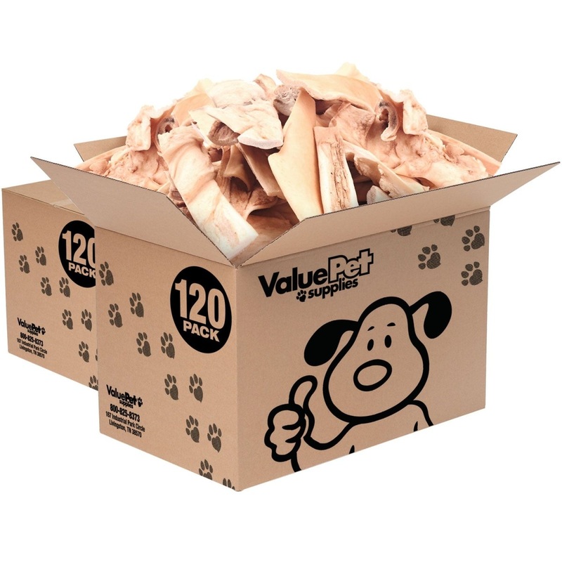 ValueBull Beef Cheek Slices, Long Lasting Dog Chews, Thick 4-6 Inch, 240 Count Bulk Pack