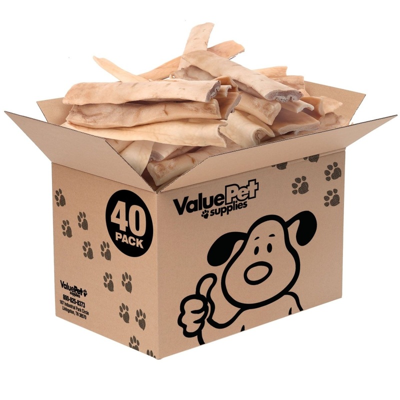 ValueBull Beef Cheek Slices, Long Lasting Dog Chews, Thick 9-10 Inch, 40 Count Bulk Pack