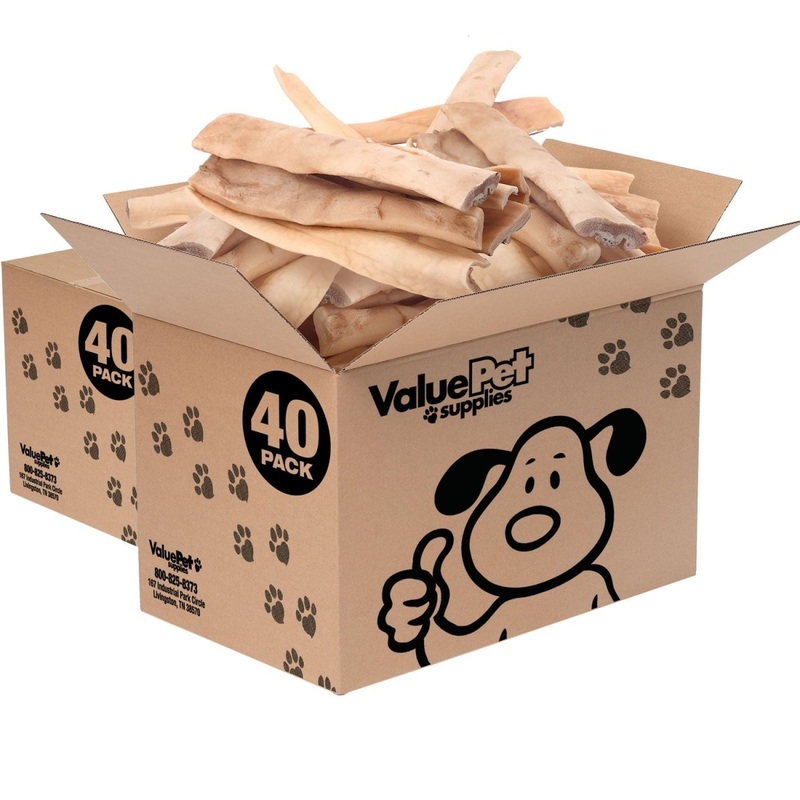 ValueBull Beef Cheek Slices, Long Lasting Dog Chews, Thick 9-10 Inch, 80 Count Bulk Pack