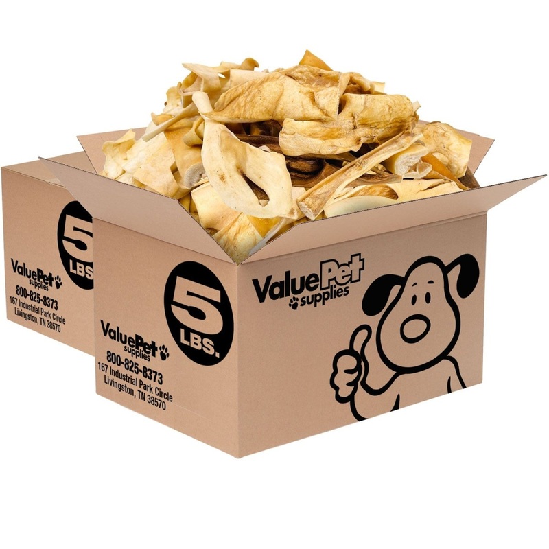 ValueBull Beef Cheek Slices, Long Lasting Dog Chews, Varied Sizes, Shapes, & Colors, 10 Pound Bulk Pack