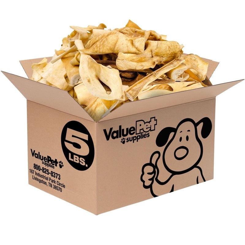 ValueBull Beef Cheek Slices, Long Lasting Dog Chews, Varied Sizes, Shapes, & Colors, 5 Pound Bulk Pack