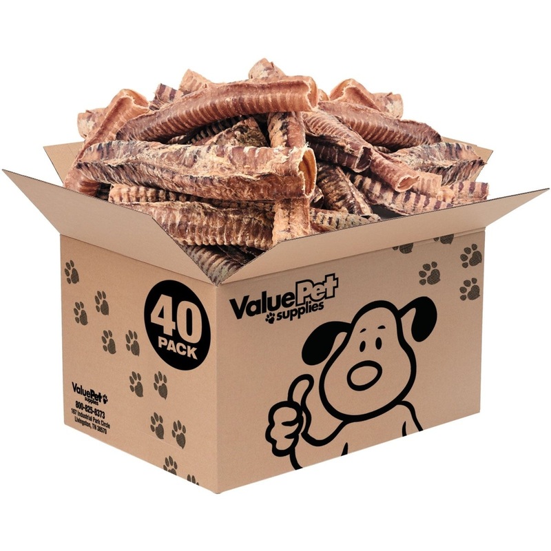 ValueBull Beef Trachea Dog Treats 10-12 Inch, 40 Count Bulk Pack