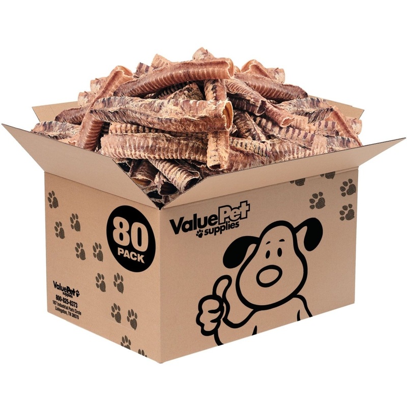 ValueBull Beef Trachea Tubes, Premium 10-12 Inch, 80 Count Bulk Pack