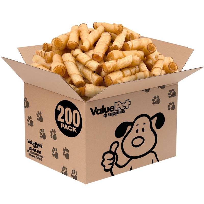 ValueBull USA Pig Skin Twists, Small, Smoked, 200 Count Bulk Pack