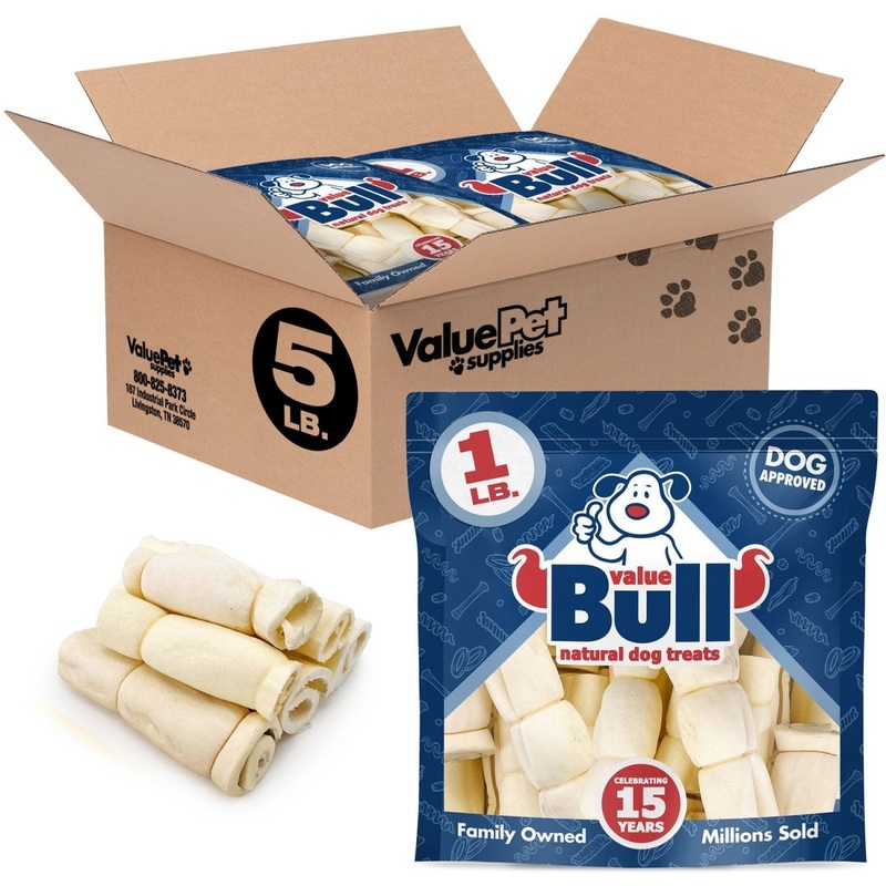 ValueBull Beef Cheek Rolls, Long Lasting Dog Chews, Varied Shapes, 6 Inch, 5 Pounds