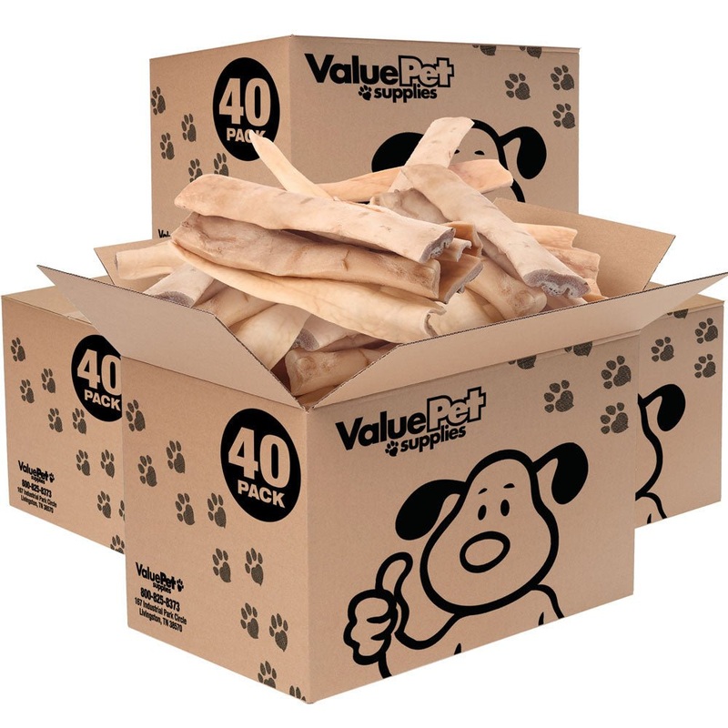 ValueBull Beef Cheek Slices, Long Lasting Dog Chews, Thick 9-10 Inch, 160 Count Bulk Pack