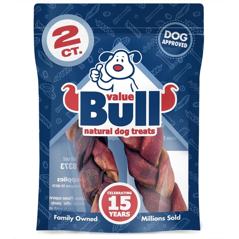 ValueBull USA Collagen Braided Sticks for Dogs, 6 Inch Jumbo Chews, Natural Long-Lasting Dog Treats, 2 Count (SAMPLE PACK)