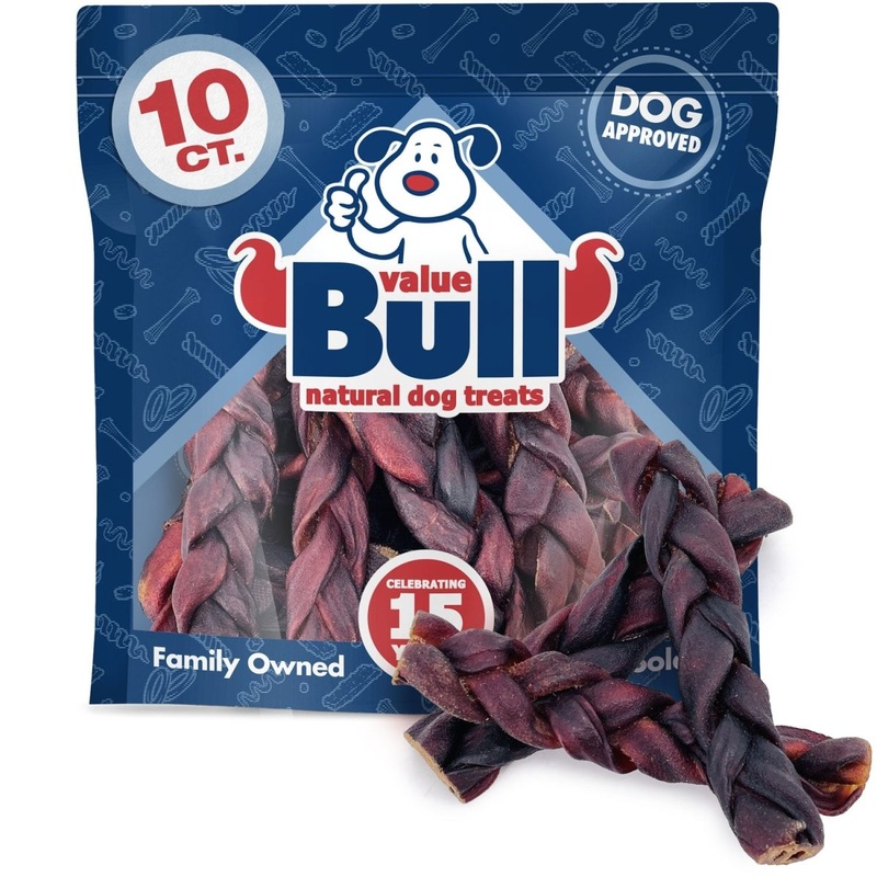 ValueBull USA Collagen Braided Sticks for Dogs, 6 Inch Thick Chews, Natural Long-Lasting Dog Treats, 10 Count