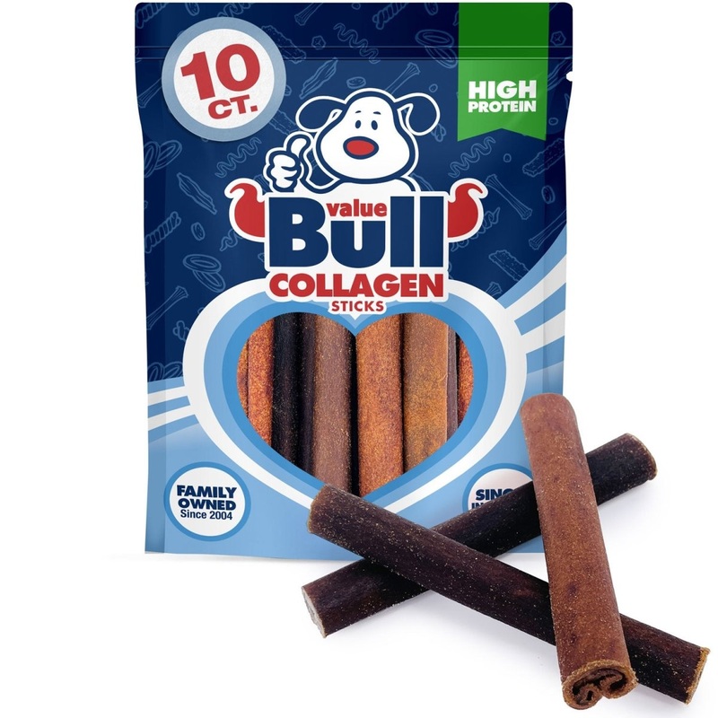 ValueBull USA Collagen Sticks for Dogs, 6 Inch Jumbo Chews, Natural Long-Lasting Dog Treats, 10 Count