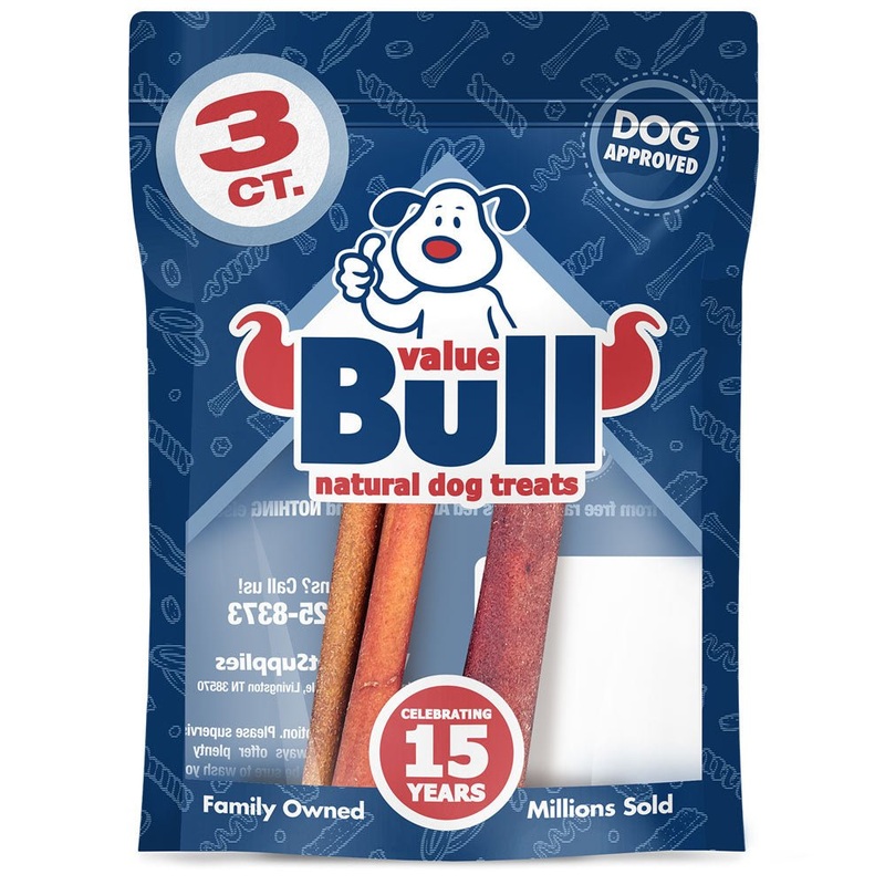 ValueBull USA Collagen Sticks for Dogs, 6 Inch Medium Chews, Natural Long-Lasting Dog Treats, 3 Count (SAMPLE PACK)