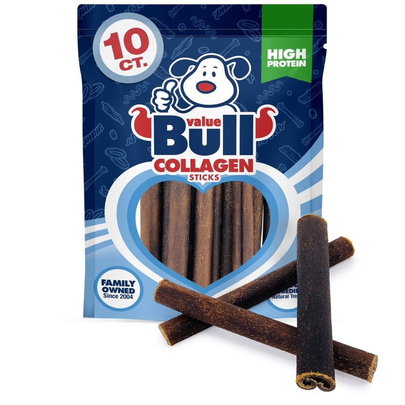 ValueBull USA Collagen Sticks for Dogs, 6 Inch Thick Chews, Natural Long-Lasting Dog Treats, 10 Count