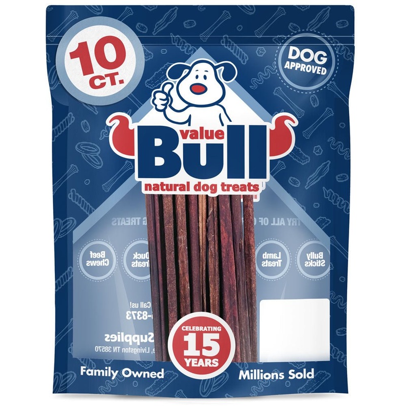 ValueBull USA Collagen Sticks for Small Dogs, 12 Inch Extra Thin Chews, Natural Dog Treats, 10 Count