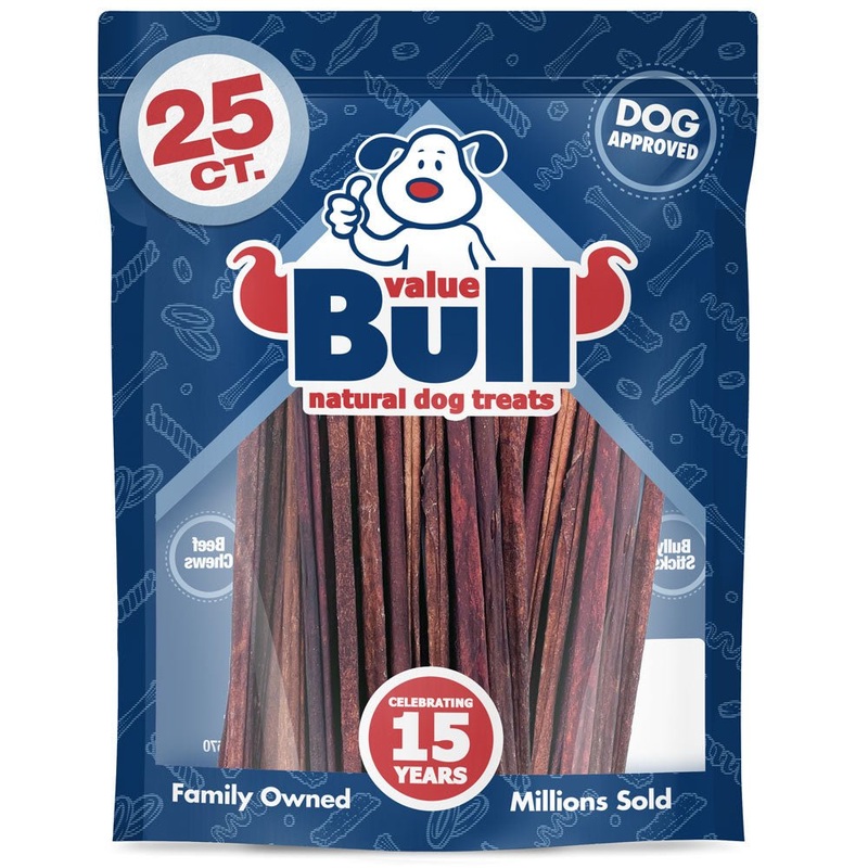 ValueBull USA Collagen Sticks for Small Dogs, 12 Inch Extra Thin Chews, Natural Dog Treats, 25 Count
