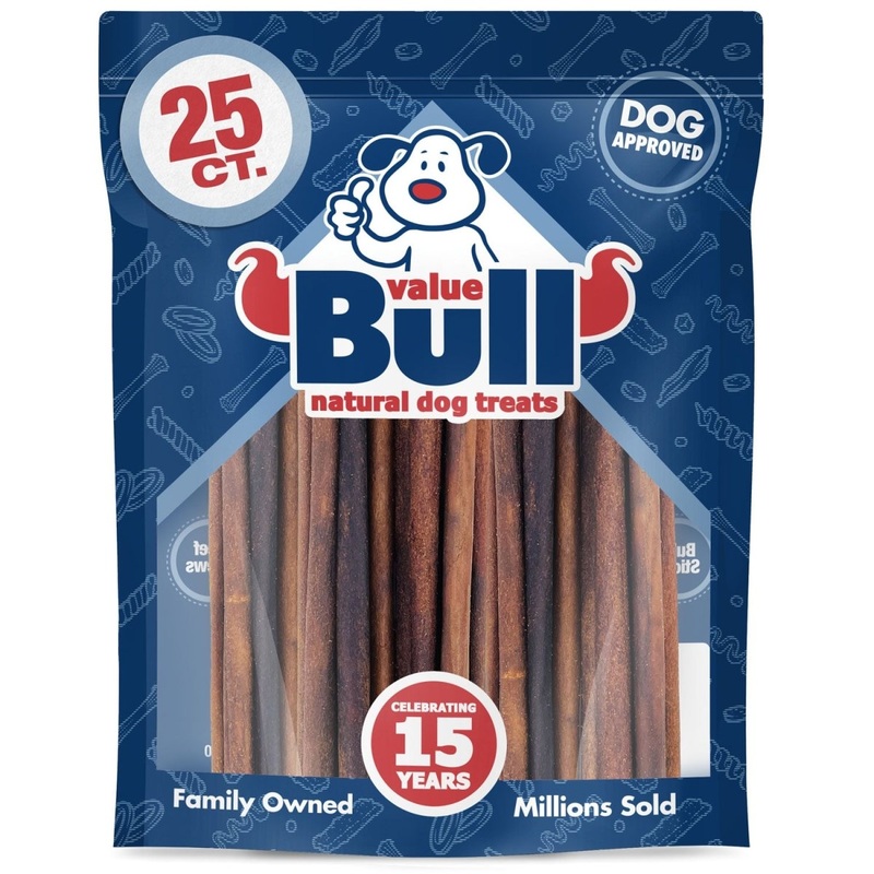 ValueBull USA Collagen Sticks for Small Dogs, 12 Inch Thin Chews, Natural Dog Treats, 25 Count