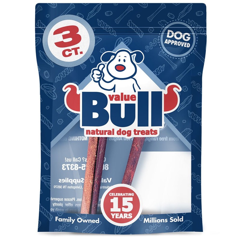 ValueBull USA Collagen Sticks for Small Dogs, 6 Inch Extra Thin Chews, Natural Dog Treats, 3 Count (SAMPLE PACK)