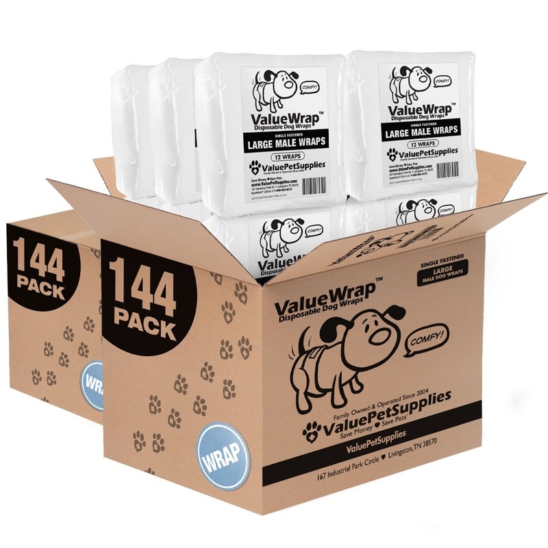 ValueWrap Male Wraps, Disposable Dog Diapers, 1-Tab Large, Lavender, 288 Count Bulk Pack
