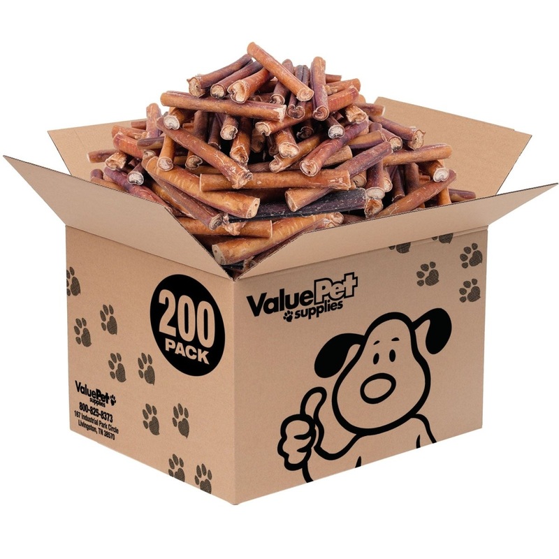 ValueBull Bully Sticks, Low Odor Premium Dog Chews, Jumbo 6", 200 ct Bulk Pack