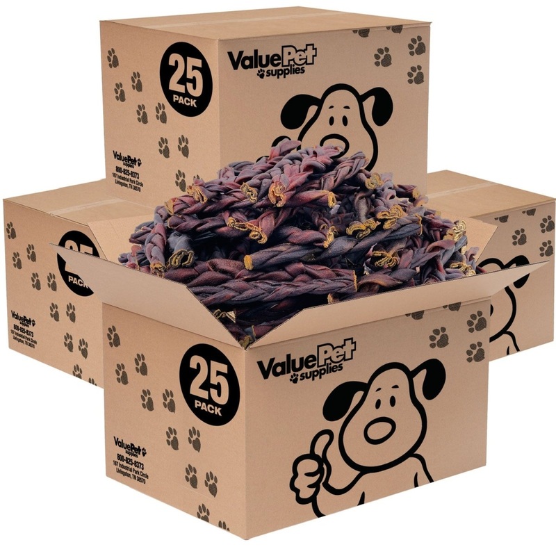 ValueBull USA Collagen Braided Sticks for Dogs, 6 Inch Medium Chews, Natural Long-Lasting Dog Treats, 100 Count Bulk Pack