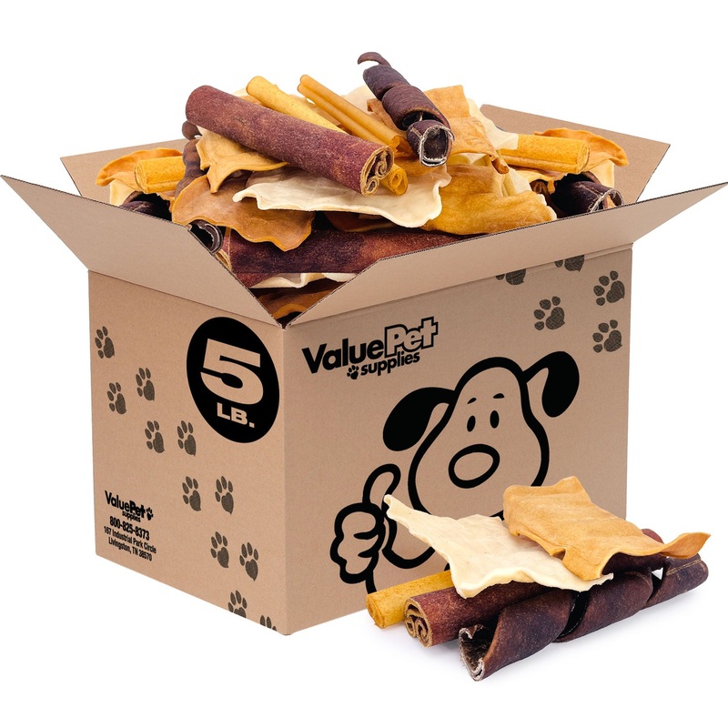 ValueBull USA Collagen Dog Chews, Fun Shapes Variety Mix, Natural Long-Lasting Dog Treats, 5 Pound Bulk Pack